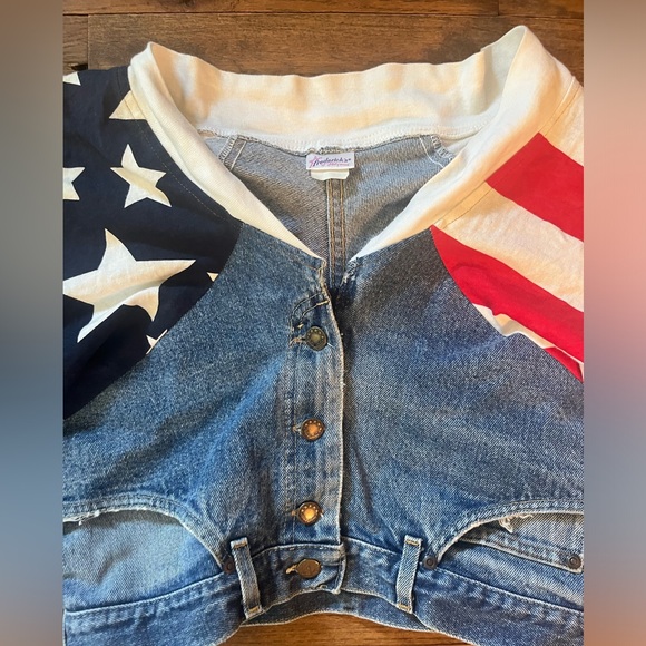 Rare Vintage 80s Frederick's of Hollywood American Flag Crop Jacket MAGA - Picture 3 of 9